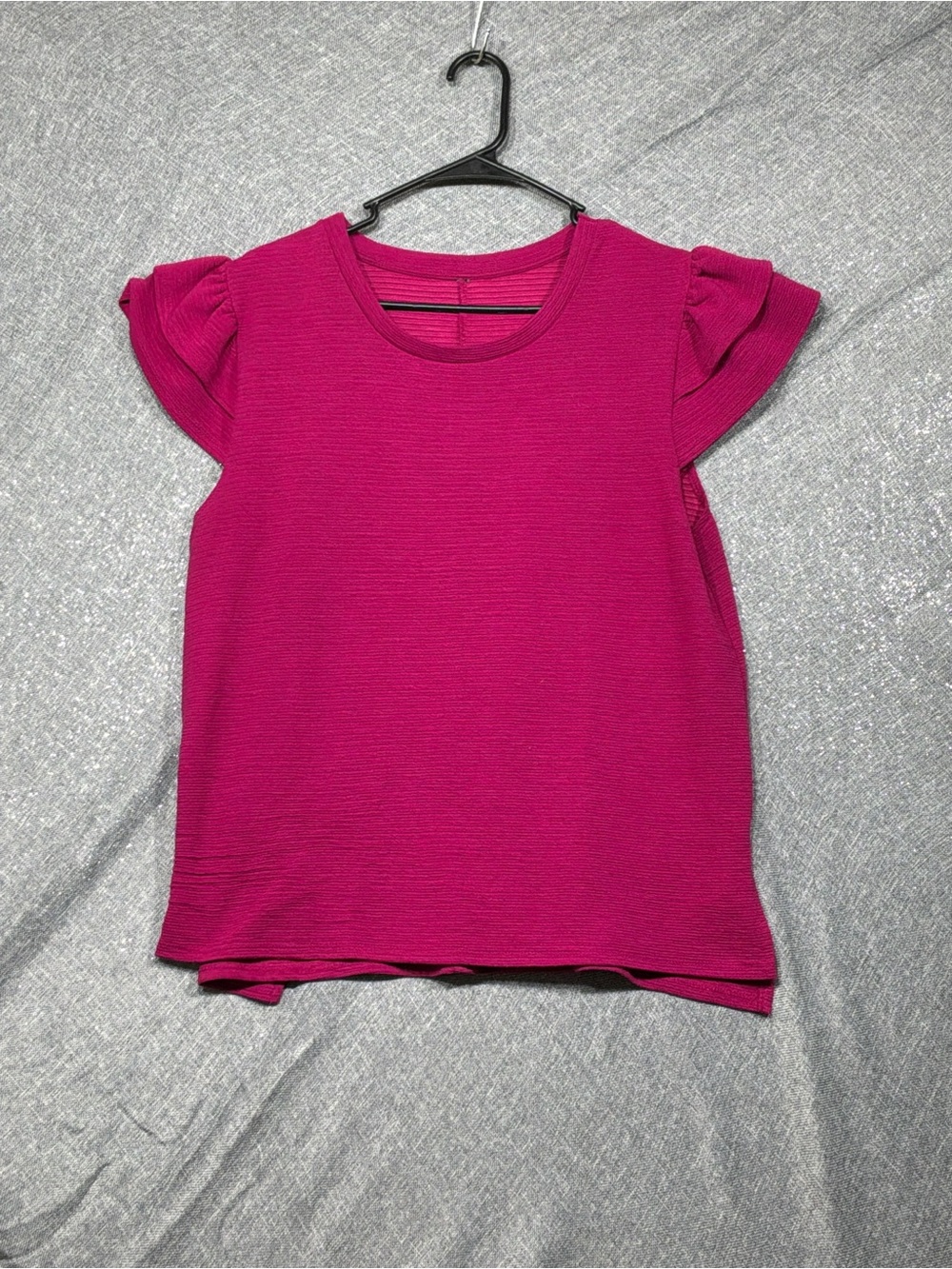 Girls' Bright Fuchsia Flutter Sleeve Top